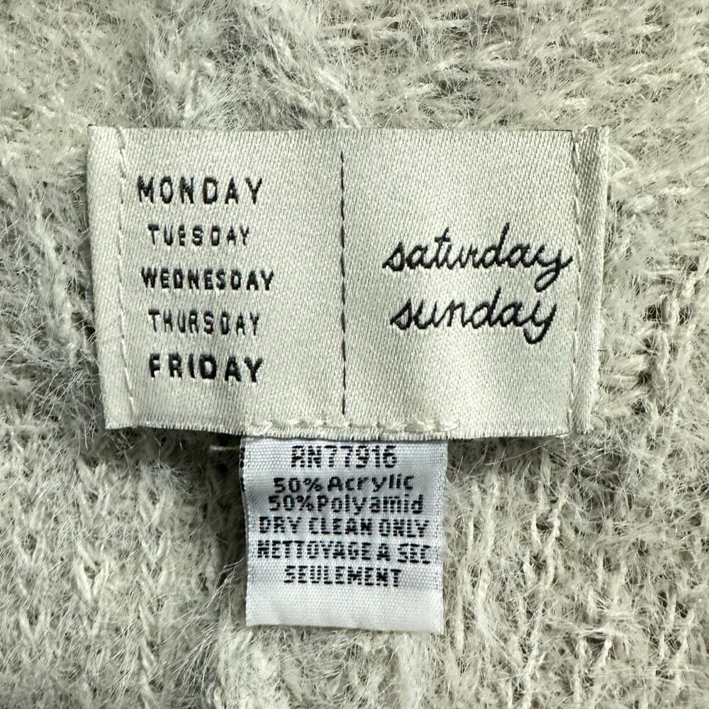 Saturday Sunday Open Front Cardigan Women's OS Beige Gray Asymmetrical Oversized - Picture 5 of 6